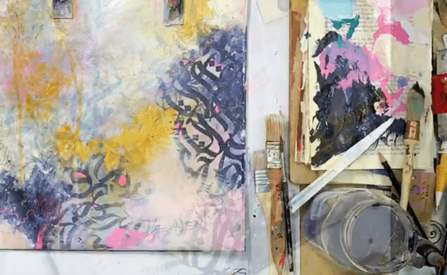 Mixed media tote bag